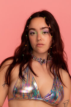 Model with festival look sudio portrait