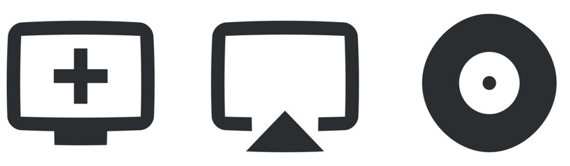 Set of 3 icons Audio and Video. A set vector icons. modern trend in the style. Linear symbols set. Big UI icon set. Vector illustration