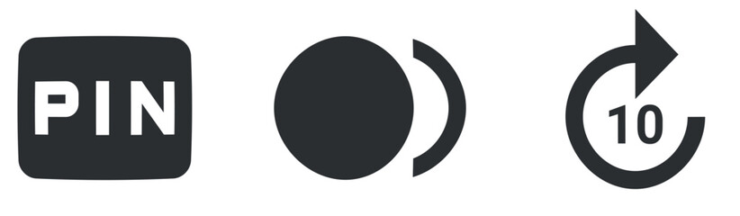 Set of 3 icons Audio and Video. A set vector icons. Outline isolated signs. for mobile and web. Big UI icon set. UI and UX
