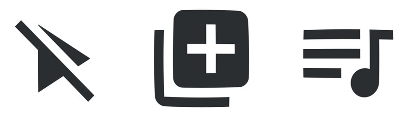 Set of 3 icons Audio and Video. Modern thin line icons. modern trend in the style. Linear icons set. Big UI icon set in a flat design. Vector illustration