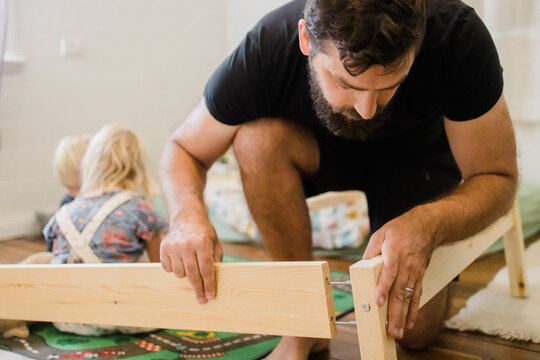 assembling bed frame for youngest child 