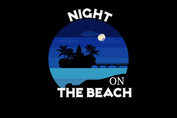 Night On The Beach T Shirt Design Landscape Retro Vintage