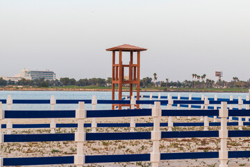 Shot of the lifeguard watchtower on the beach. Concept