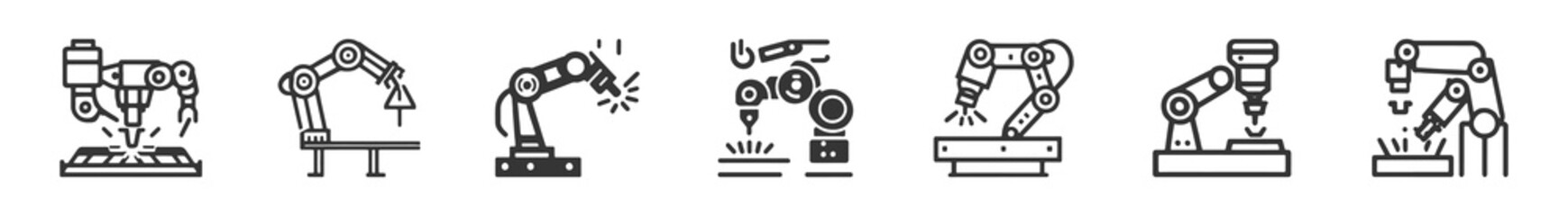 Robotic hand manipulator silhouette symbol icon. Robot limb logo. Robot arm. automation, robot, CNC shape logo.