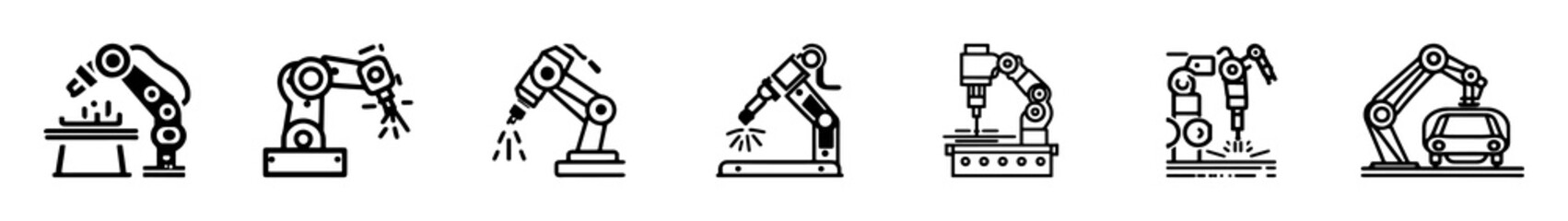 Robotic hand manipulator silhouette symbol icon. Robot limb logo. Robot arm. automation, robot, CNC shape logo.