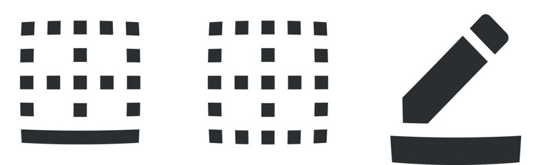 Set of 3 icons Editor. Creative business solutions icon set. Set Quality icon. Linear icons set. Thin filled icons pack. UX UI