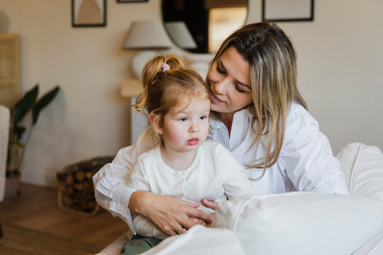 Mom And Daughter Together At Home