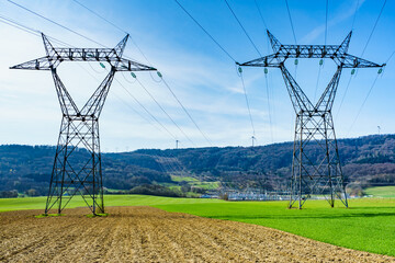 Power lines voltage towers