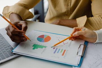 Faceless employee study chart statistic