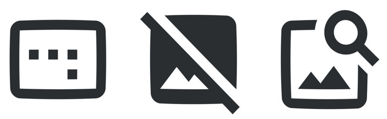 Obraz premium Set of 3 icons Image. A set vector icons. Outline isolated signs. Linear symbols set. Big UI icon set. Vector illustration