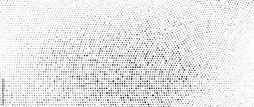 Poster radial halftone dots pattern. dotted stains and spots gradient background. concentric fading comic t