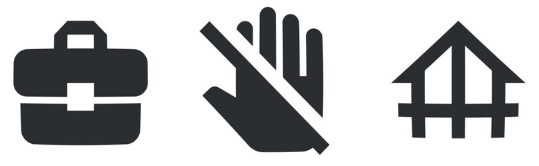 Set of 3 icons Places. Creative business solutions icon set. modern trend in the style. Linear icons set. Big UI icon set in a flat design. UX UI