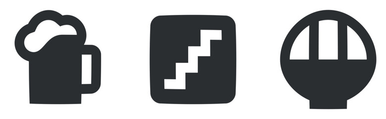 Set of 3 icons Places. Vector illustration of thin line icons. modern trend in the style. Linear symbols set. Big UI icon set. Vector illustration