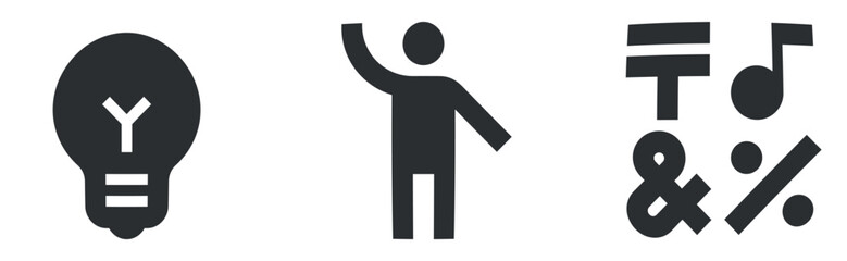 Set of 3 icons Social Network. Creative business solutions icon set. Simple Set. Linear symbols set. Big UI icon set in a flat design. UX UI