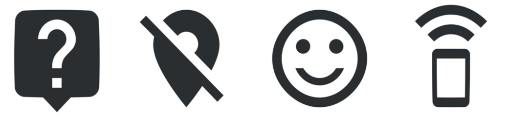 Set of 4 icons Communication. Vector collection thin line Web icon. Set Quality icon. Linear icons set. Big UI icon set. Vector illustration