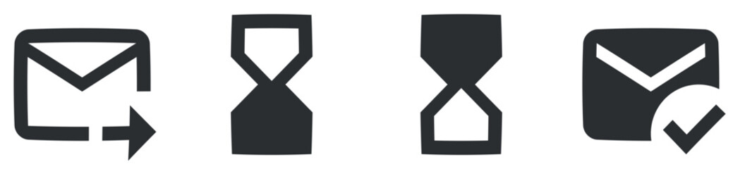 Set of 4 icons Communication. Vector illustration of thin line icons. modern trend in the style. Linear icons set. Big UI icon set in a flat design. UX UI