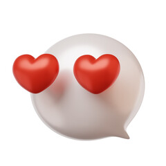 3d cartoon heart shape bubble chat