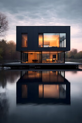 Modern house on the lake