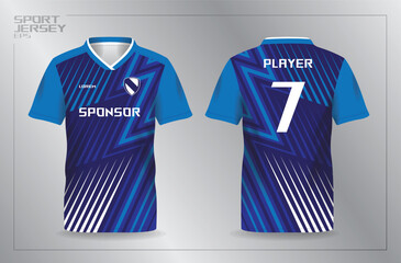 blue sport jersey for football and soccer shirt template