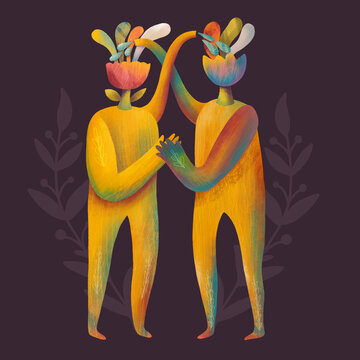 Two persons support each other