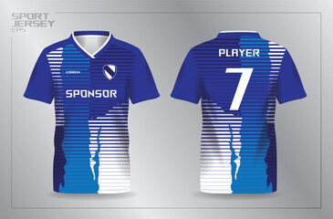 blue sport jersey for football and soccer shirt template