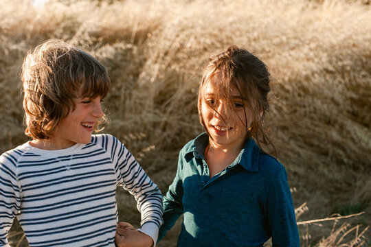 Two kids outdoors portrait