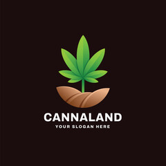 Cannabis Farm Gradient Logo Vector Icon Illustration