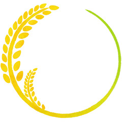 Golden rice plant circle frame design PNG