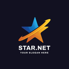 Obraz premium Gradient Star Logo Vector with Dark Background