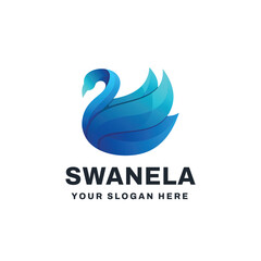 Swan Gradient Logo Vector Icon Illustration