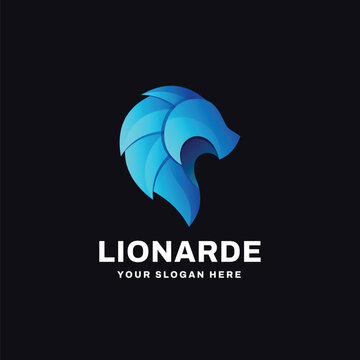Lion Gradient Logo Vector Icon Illustration