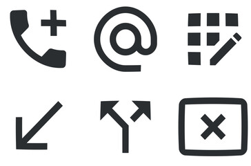 Fototapeta premium Set of 6 icons Communication. Vector illustration of thin line icons. modern trend in the style. Linear icons set. Big UI icon set in a flat design. UX UI