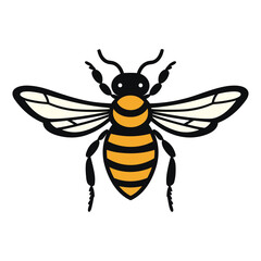 Illustration of honey bee, bee vector art, bee logo, icon, isolated on white background, vector illustration.