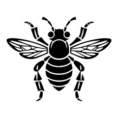 Illustration of honey bee, bee vector art, bee logo, icon, isolated on white background, vector illustration.