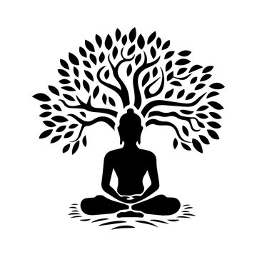 Yoga tree, tree of life, isolated on white background, vector illustration.