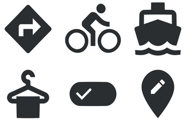 Set of 6 icons Maps. A set vector icons. Set Quality icon. for mobile and web. Big UI icon set in a flat design. UI and UX