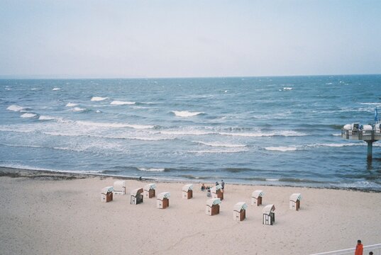 Beach chairs by the baltic sea.
