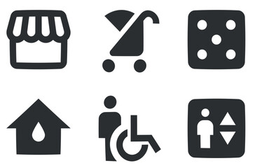 Set of 6 icons Places. Line icons collection. modern trend in the style. for mobile and web. Big UI icon set. UI and UX