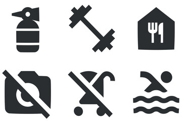 Set of 6 icons Places. Vector illustration of thin line icons. modern trend in the style. Linear icons set. Big UI icon set. UX UI