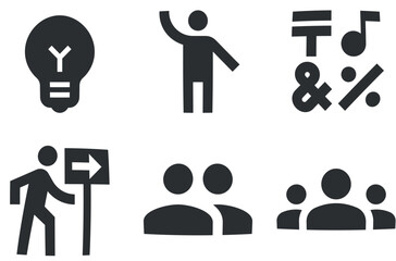Set of 6 icons Social Network. Vector collection thin line Web icon. Outline isolated signs. Linear symbols set. Big UI icon set in a flat design. UX UI