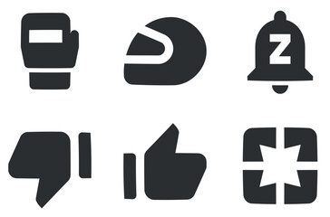 Set of 6 icons Social Network. Line icons collection. Simple Set. Linear icons set. Big UI icon set in a flat design. Vector illustration