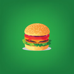 Nice hamburger Vector or cheeseburger Vector. 