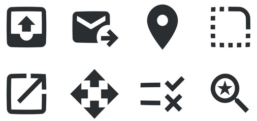 Set of 8 icons Actions. A set vector icons. modern trend in the style. Linear icons set. Big UI icon set. UX UI