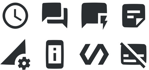 Set of 8 icons Actions. A set vector icons. modern trend in the style. Linear icons set. Thin filled icons pack. Vector illustration