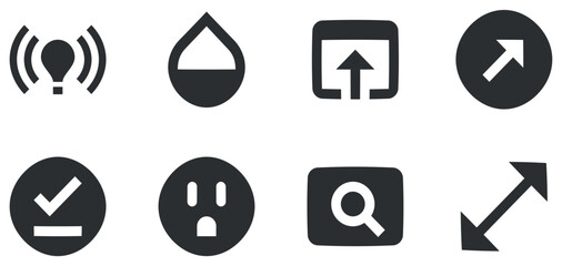 Set of 8 icons Actions. Creative business solutions icon set. Simple Set. Linear icons set. Thin filled icons pack. Vector illustration