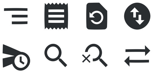 Set of 8 icons Actions. Vector collection thin line Web icon. Outline isolated signs. for mobile and web. Big UI icon set in a flat design. Vector illustration