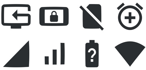 Set of 8 icons Device. Vector collection thin line Web icon. Simple Set. Linear icons set. Big UI icon set in a flat design. UI and UX
