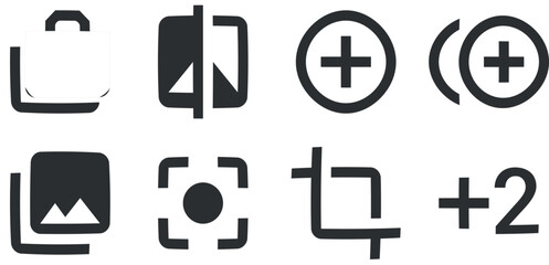 Set of 8 icons Image. Vector collection thin line Web icon. Simple Set. Linear icons set. Thin filled icons pack. UX UI