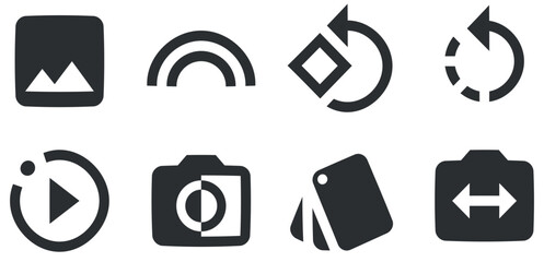 Set of 8 icons Image. Line icons collection. Set Quality icon. Linear icons set. Thin filled icons pack. UX UI