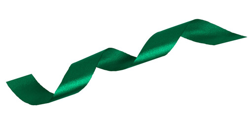 Green color ribbon on transparent background, elements PNG